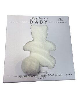 Stephen Baby Plush Blanket with Pom Poms